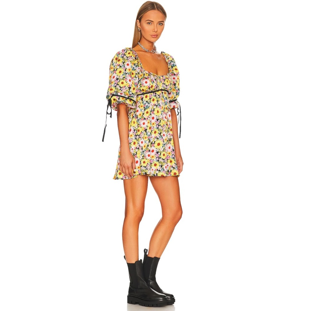For Love & Lemons Sylvia Mini Dress Puff Sleeve - Picture 8 of 12